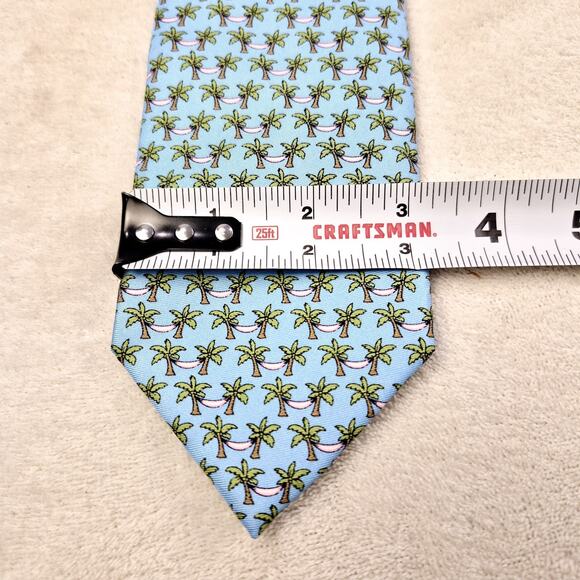 New Alynn Necktie "Palm Tree Siesta" Hammocks Blue 57" 3.25" Hand Made Silk - Picture 5 of 10